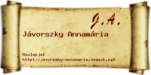 Jávorszky Annamária névjegykártya
